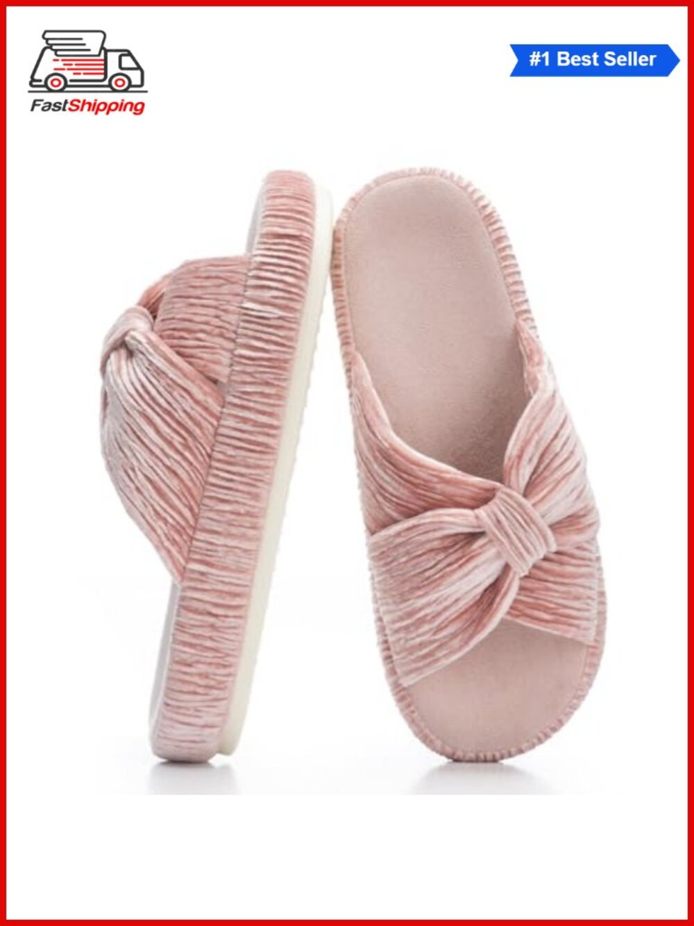 ✨ Chantomoo Memory Foam House Slippers Corduroy Bow Crossbands Open Toe